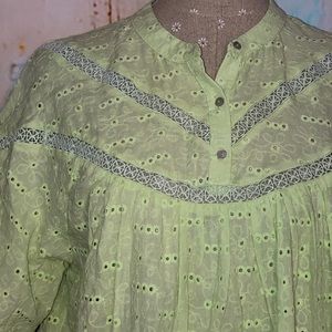 LISTICLE~ Lime Lace Babydoll Blouse~L